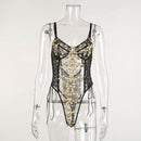 Yimunancy Floral Embrodiery Lace Bodysuit Women Lace Up Transparent Skinny Bodysuit 2020 Ladies Teddies Bodsyuit Body Femme