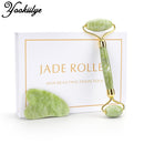 Natural Facial Massage Roller Guasha Scraping Board Set Double Heads Jade Stone Face Lift Body Slim Neck Thin Lift Massage Tools