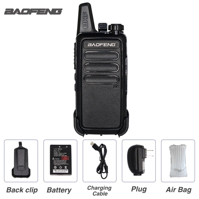 2Pcs Baofeng BF-R5 UHF band Mini Walkie Talkie bf-888s Handheld Two Way Radio BF R5 Portable USB Charge Radio Hunting Hiking
