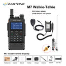 Zastone M7 dual band 5W walkie talkie 136-174 400-480mhz 250 channels 2600mah battery hf transceiver ham radio