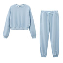 New design 2021 Women fashion sweatshirt sets Casual Spring Summer Crop top pants suit Cotton