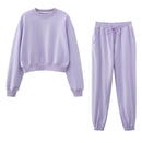 New design 2021 Women fashion sweatshirt sets Casual Spring Summer Crop top pants suit Cotton