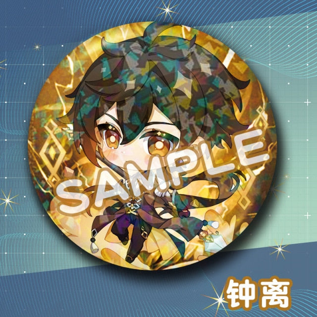 Genshin Impact insignia de cosplay Ganyu Albedo Paimon Tartaglia ZhongLi Diona Barbara broche Pin regalos