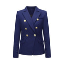 NEDEINS Winter Women Blazer Double Breasted Blazer Coat Fashion Slim long Sleeve Elegant Suit Jacket Office Women Blazer