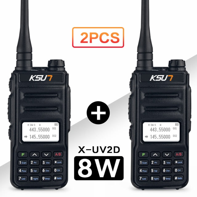 1 o 2PC KSUN 8W Walkie Talkie de largo alcance VHF UHF de doble banda de dos vías estación de Radio comunicador VOX HF transceptor walkie-talkie