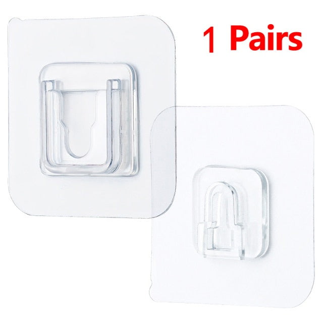 Double-Sided Adhesive Wall Hooks Hanger Strong Transparent Hooks Suction Cup Sucker Wall Storage Holder For Kitchen Bathroom