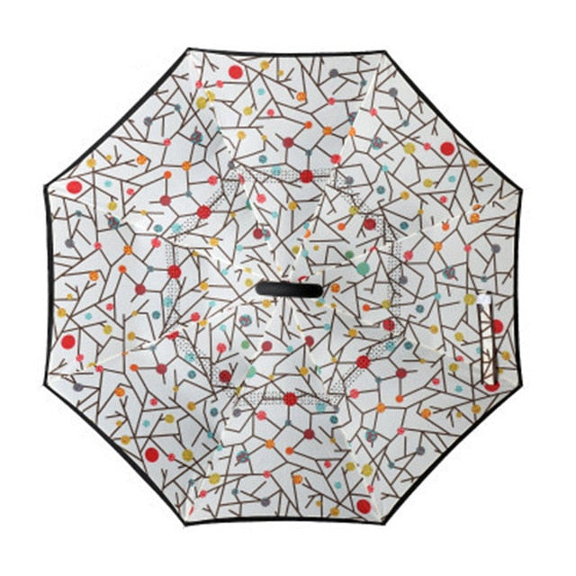 2021 Folding Long Shank Double Layer Inverted Umbrella Windproof Reverse C-Hook male golf umbrella reverse Umbrellas For Car