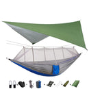 Portable Camping Hammock with Mosquito Net, Rain Fly and Tree Straps for Indoor, Outdoor, Backpacking, Travel, Beach, Hiking
