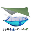 Portable Camping Hammock with Mosquito Net, Rain Fly and Tree Straps for Indoor, Outdoor, Backpacking, Travel, Beach, Hiking