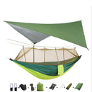 Portable Camping Hammock with Mosquito Net, Rain Fly and Tree Straps for Indoor, Outdoor, Backpacking, Travel, Beach, Hiking