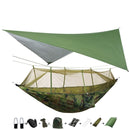 Portable Camping Hammock with Mosquito Net, Rain Fly and Tree Straps for Indoor, Outdoor, Backpacking, Travel, Beach, Hiking