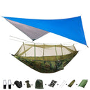 Portable Camping Hammock with Mosquito Net, Rain Fly and Tree Straps for Indoor, Outdoor, Backpacking, Travel, Beach, Hiking