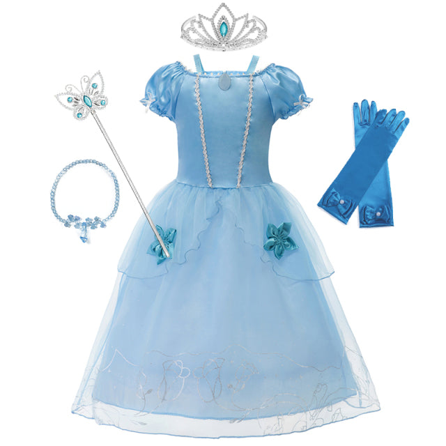 Girls Rapunzel Princess Cosplay Dresses Party Gift Belle Cinderella Aurora Snow White Sofia Mesh Ball Gown Birthday Costume
