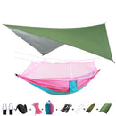 Lightweight Portable Camping Hammock and Tent Awning Rain Fly Tarp Waterproof Mosquito Net Hammock Canopy 210T Nylon Hammocks