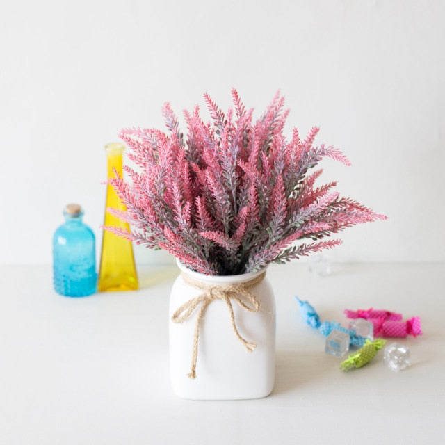 1 Bündel Künstliche Blumen Romantische Provence Lavendel Kunststoff Hochzeit Dekorative Vase für Wohnkultur Korn Weihnachten Gefälschte Pflanze