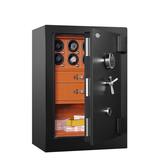 Top Brand Black Safe Box Auto 8 Watches Winder Security Strongbox Carbon Metal Jewelry Storage Password Box