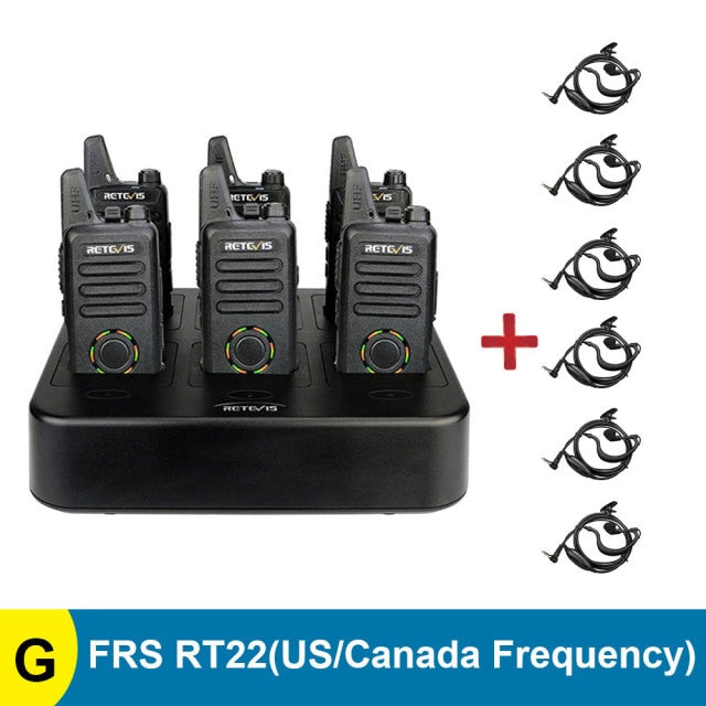 Mini Handy Walkie Talkie 6 uds Retevis RT622 PMR Radio RB19 Walkie-talkies FRS Radio bidireccional Radio portátil para Hotel restaurante