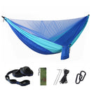 Camping Hammock with Mosquito Net Double Hammock Travel Hammock,Backpacking Hammock Portable Parachute 5+1 Ring Strap Hammock