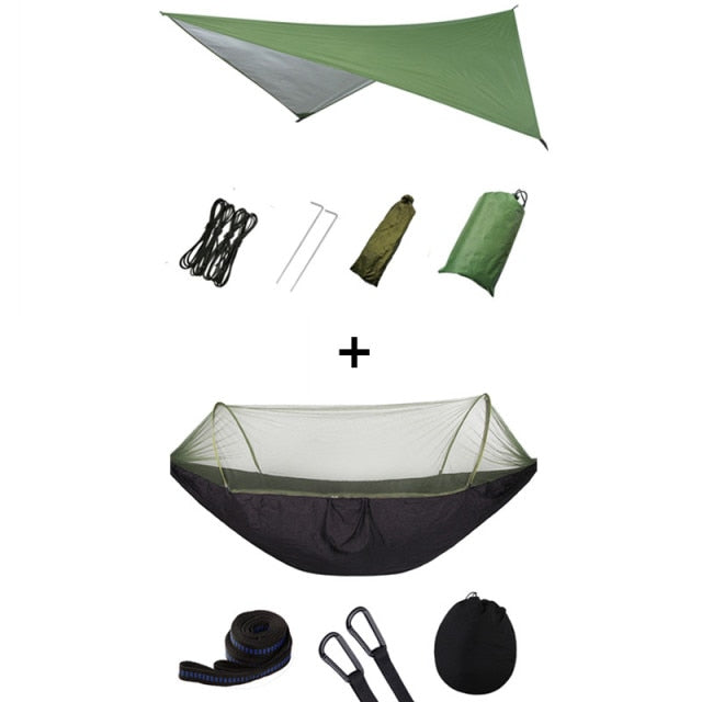Tragbare Pop-Up-Camping-Hängematte mit Moskitonetz und Sonnenschutz, Fallschirmschaukel-Hängematten, Regenfliegen-Hängematte, Baldachin, Campingzubehör