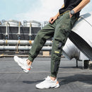 Men's Side Pockets Cargo Harem Pants 2021 Ribbons Black Hip Hop Casual Male Joggers Trousers Fashion Casual Streetwear Pants