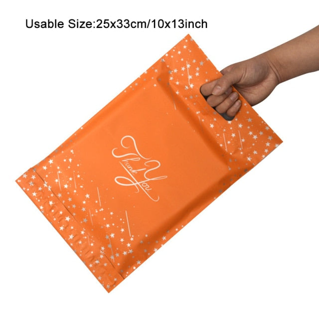 10 Stück bedruckte Einkaufstasche Express-Tasche mit Griff Kuriertasche Selbstklebender dicker wasserdichter Kunststoff-Polyumschlag Versandtasche