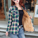 Velvet Thick Warm Women's Plaid Shirt Female Long Sleeve Tops M-XXL Winter Fleece Casual Check Blouse Autumn Clothes T77710A