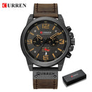 Relojes CURREN para hombre, marca de lujo, reloj de pulsera deportivo resistente al agua, cronógrafo, cuarzo, militar, cuero genuino, reloj Masculino