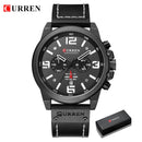 Relojes CURREN para hombre, marca de lujo, reloj de pulsera deportivo resistente al agua, cronógrafo, cuarzo, militar, cuero genuino, reloj Masculino