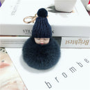 New Pompom sleeping baby keychain cute fluffy Plush doll Keychains Women Girl Bag keyrings Cars Key ring Jewelry Gift porte cl