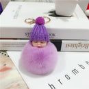 New Pompom sleeping baby keychain cute fluffy Plush doll Keychains Women Girl Bag keyrings Cars Key ring Jewelry Gift porte cl