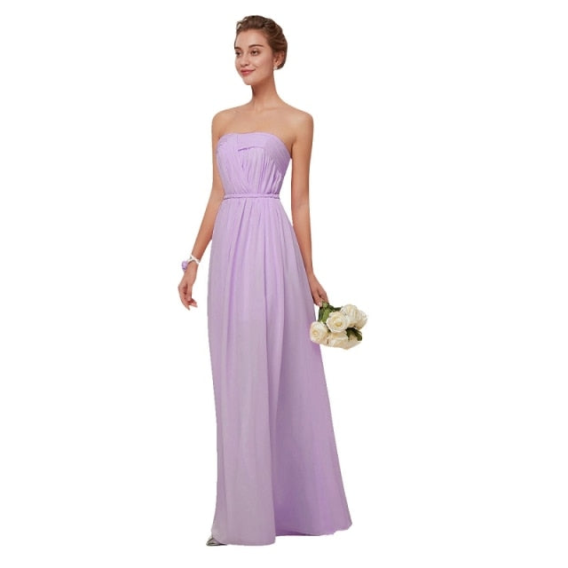 Beauty Emily 2021 Elegant Bridesmaid Dresses Chiffon Long Women Pink A-Line Sleeveless Wedding Party Gowns For Wedding Guests