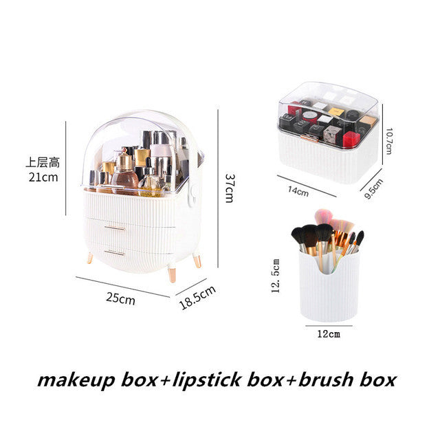 Caja de almacenamiento de cosméticos transparente, organizador de cajón de maquillaje, joyería, esmalte de uñas, contenedor de maquillaje, estuche de almacenamiento de belleza de escritorio