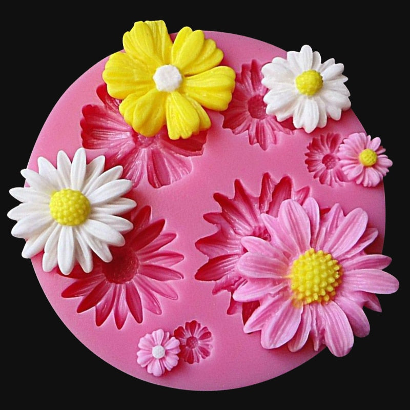 Nuevos moldes de silicona de flores 3D Fondant Craft Cake Candy Chocolate Sugarcraft Ice Pastry Baking Tool Mold Molde de jabón Cake Decorator