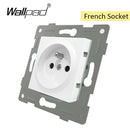 EU Glass and Function Key free Combination DIY White Button Reset Curtain USB EU French Switch Socket Round Back Wallpad L6