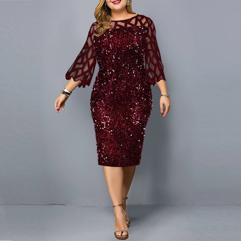 Plus Size dress for women 2021 summer sexy sequin party dresses elegant black wine red casual dress Evening Outfits 3xl 4xl 5XL