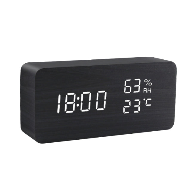 Wecker LED Hölzerner Uhrentisch Sprachsteuerung Digitales Holz Despertador USB/AAA angetriebene elektronische Tischuhren