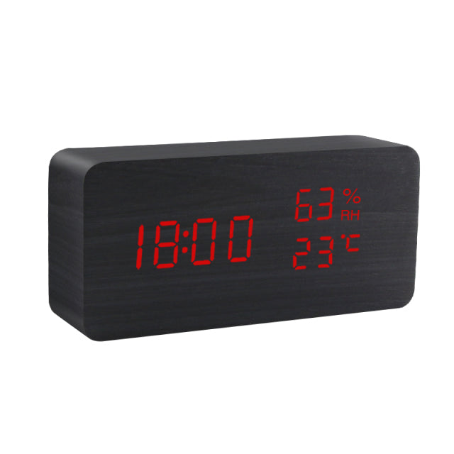 Wecker LED Hölzerner Uhrentisch Sprachsteuerung Digitales Holz Despertador USB/AAA angetriebene elektronische Tischuhren