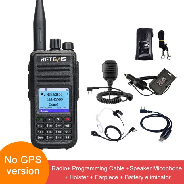 Retevis RT3S DMR Digital Walkie Talkie Ham Radio Stations Amateur VHF UHF Dual Band VFO GPS APRS Dual Time Slot Promiscuous 5W