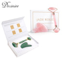 Rodillo de Jade de cuarzo rosa Natural Gua Sha, masajeador de cuerpo Facial, rodillo de masaje de piedra de Jade, herramienta de masaje de belleza para Lifting Facial