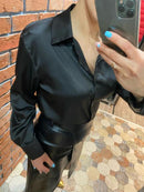 Autumn Fashion Button Up Satin Silk Shirt Vintage Blouse Women White Lady Long Sleeves Female Loose Streetwear Shirts 11355