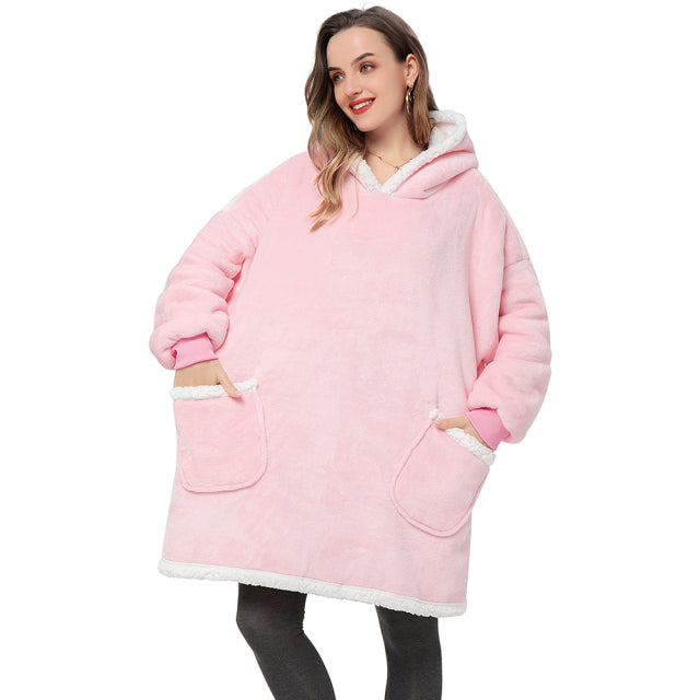 Sudaderas con capucha de gran tamaño para mujer, sudaderas con capucha de invierno, manta de TV gigante de lana con mangas, jersey de gran tamaño, sudaderas con capucha para mujer