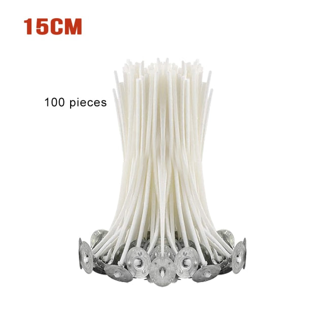 100Pcs/set Candle Wicks Smokeless Wax Pure Cotton Core 9/15/20cm DIY Candle Making Pre-waxed Wicks For Party Supplies