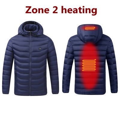 2020 NWE hombres invierno cálido USB calefacción chaquetas termostato inteligente Color puro con capucha ropa térmica impermeable chaquetas cálidas