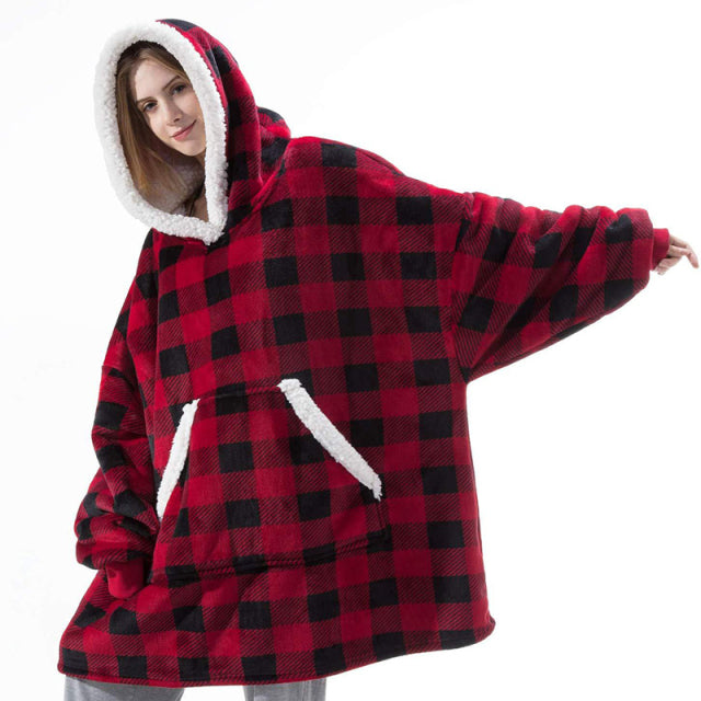 Sudaderas con capucha de gran tamaño para mujer, sudaderas con capucha de invierno, manta de TV gigante de lana con mangas, jersey de gran tamaño, sudaderas con capucha para mujer