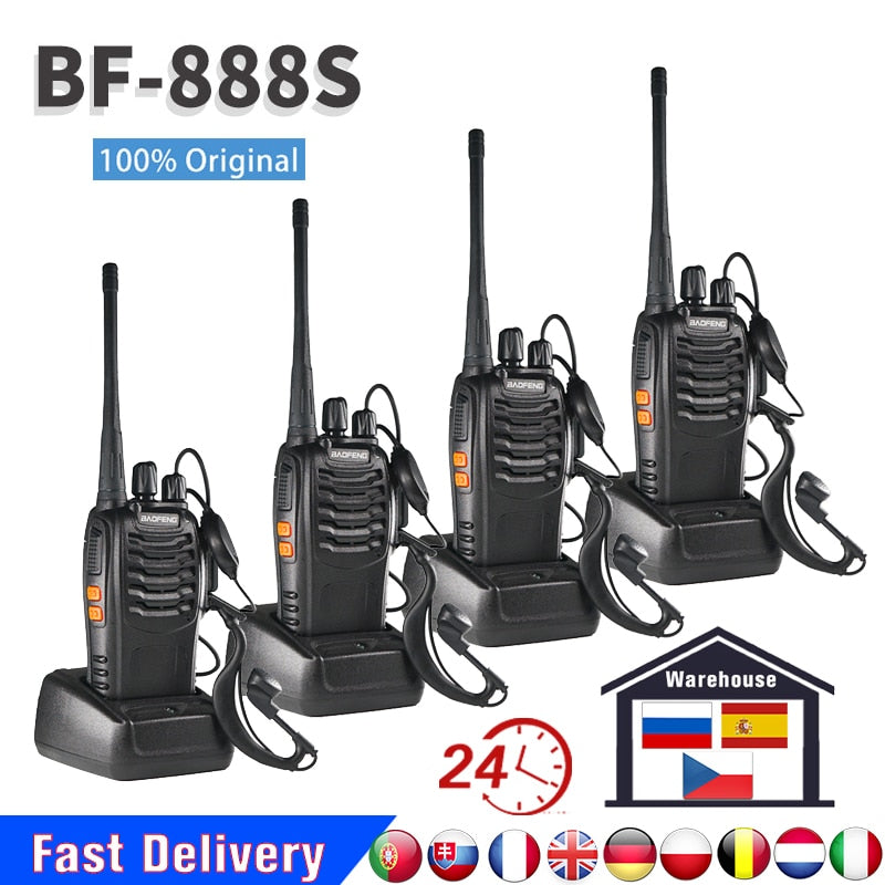 2/4 Uds Original Baofeng BF888S Walkie Talkie 5W BF-888S 6KM transmisor de Radio bidireccional portátil UHF transceptor BF 888S intercomunicador