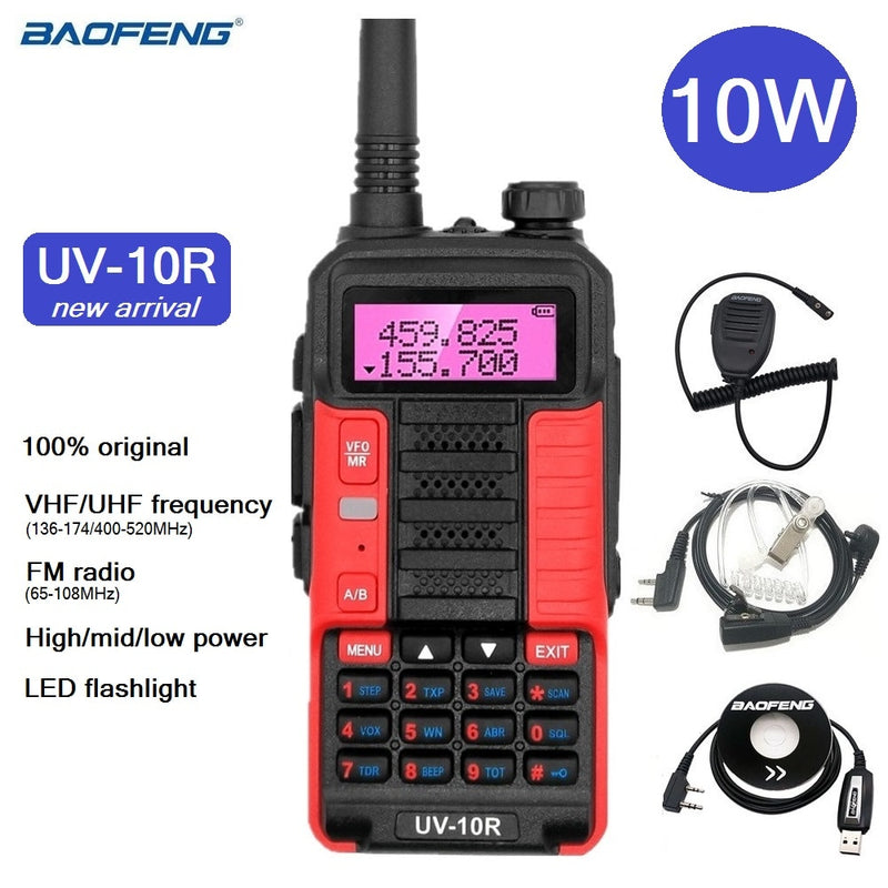 2021 Baofeng UV-10R 10W Walkie Talkie VHF UHF Ham Radio Station Actualizado UV-5R Transceptor portátil Radio Amateur Long Standby