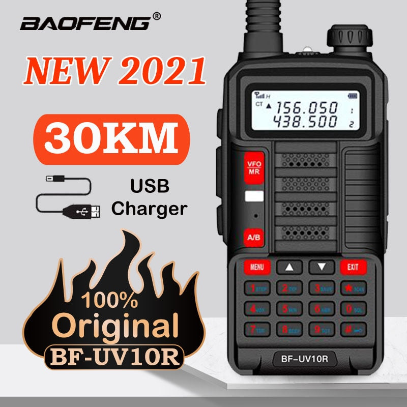 2021 Baofeng Neues professionelles Walkie Talkie UV 10R 30 km 128 Kanäle VHF UHF Dual Band Zwei-Wege-CB-Amateurfunk Baofeng UV-10R
