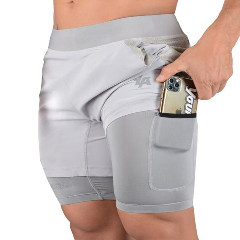 Nuevos pantalones cortos para correr de verano para hombres, gimnasio, fitness, culturismo, entrenamiento, pantalones cortos de secado rápido, para correr, deportes, pantalones cortos 2 en 1