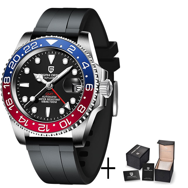 PAGANI DESIGN Neue Luxus Herren Mechanische Armbanduhr Edelstahl GMT Uhr Top Marke Saphirglas Herrenuhren reloj hombre