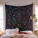 Tapiz de fase lunar para colgar en la pared, tapiz de pared floral celeste botánico, alfombras de pared de flores Hippie, decoración de dormitorio, alfombra de cielo estrellado